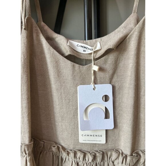 Commense Levanzo Tied Shoulder Linen Short Dress Light Brown Womens Size XS - Picture 10 of 10